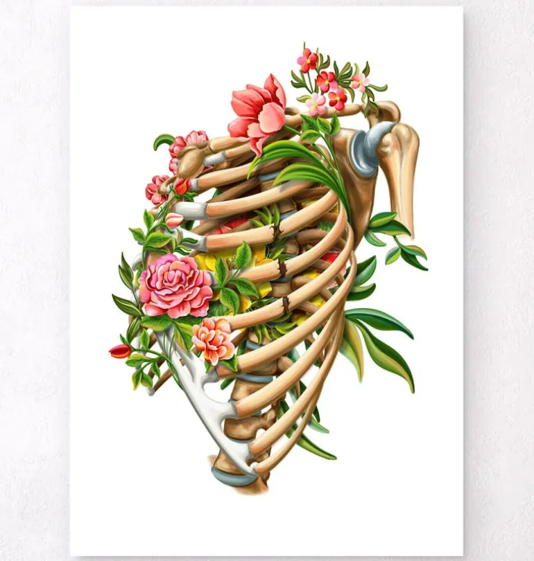 Fracture des côtes - Floral - Blanc