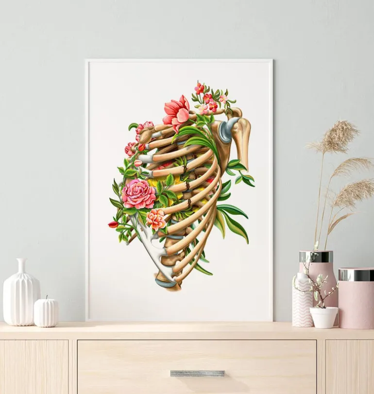 Fracture des côtes - Floral - Blanc