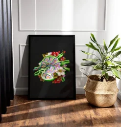 Ganglion lymphatique - Floral - Noir