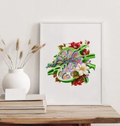 Ganglion lymphatique - Floral - Blanc