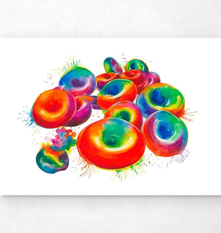 Globules rouges - Aquarelle