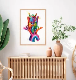 Larynx, thyroïde et aorte - aquarelle