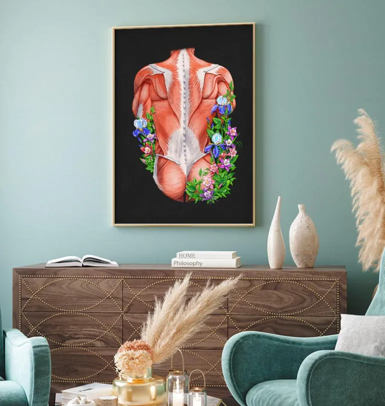 Muscles du dos masculins - Floral - Noir