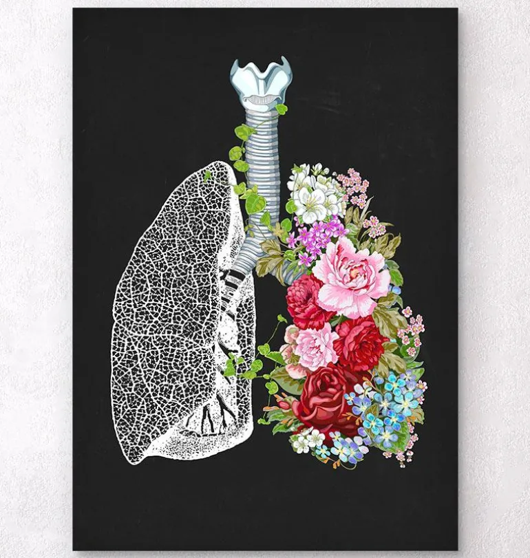 Poumons avec des fleurs
