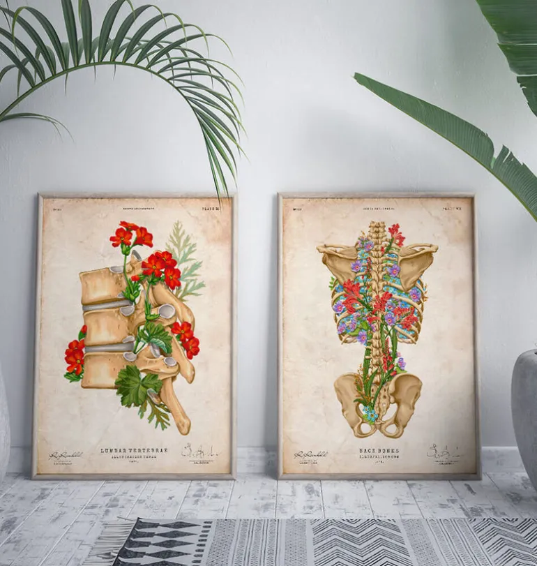 Squelette du dos - Floral - Vintage