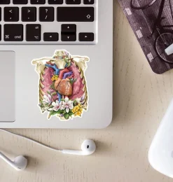 Sticker d'anatomie cage thoracique - Floral