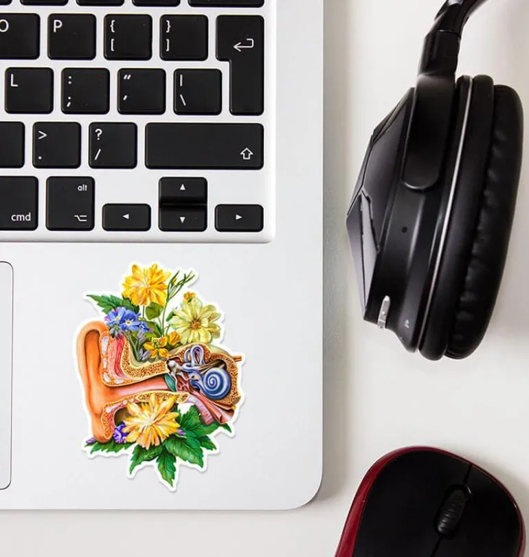 Sticker d'anatomie d'oreille - Floral