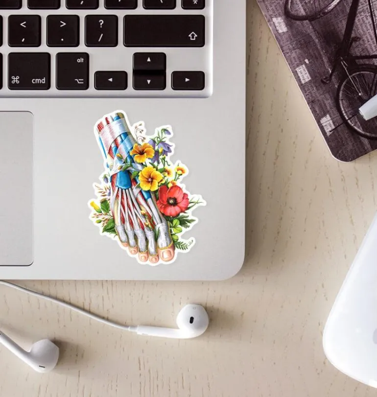 Sticker d'anatomie du pied - Floral