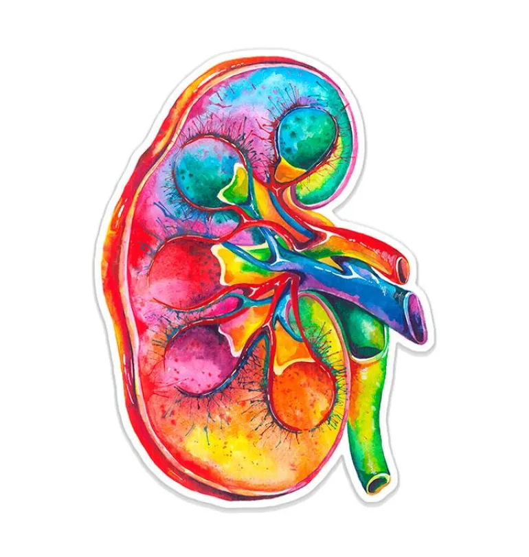 Sticker d'anatomie du rein - Aquarelle