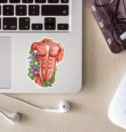 Sticker d'anatomie du torse masculin - Floral