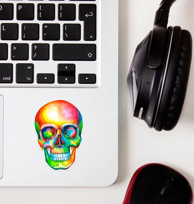 Sticker tête de mort - Aquarelle