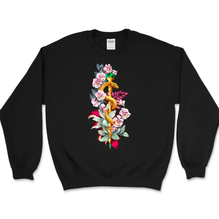 Sweat Unisex Bâton d'Asclépios - Floral