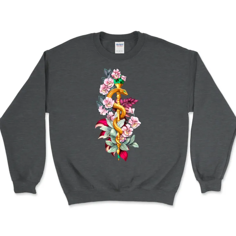 Sweat Unisex Bâton d'Asclépios - Floral