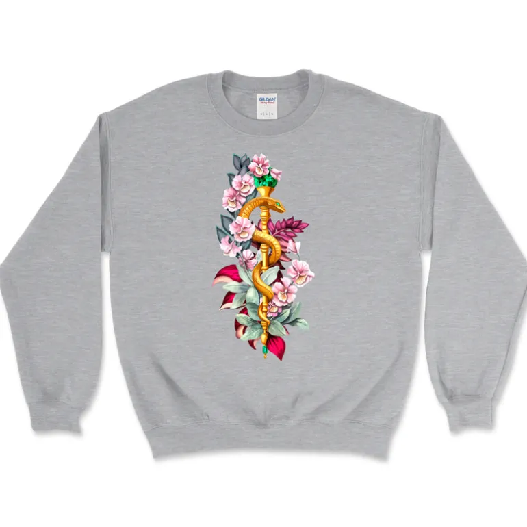 Sweat Unisex Bâton d'Asclépios - Floral