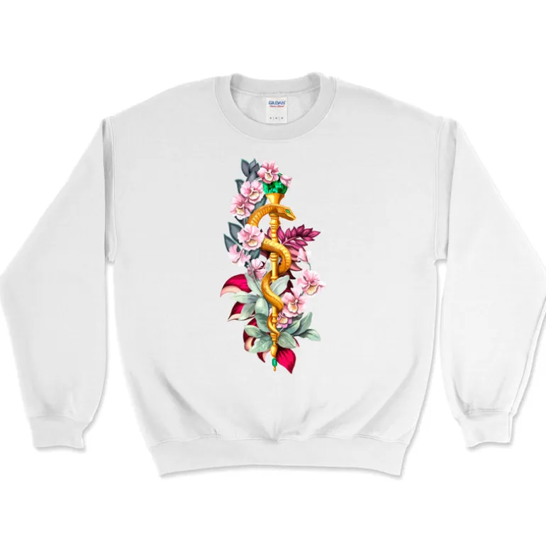 Sweat Unisex Bâton d'Asclépios - Floral