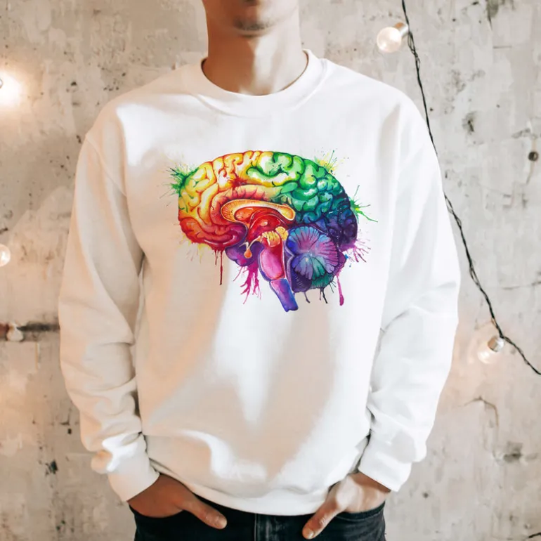 Sweat Unisexe Cerveau - Aquarelle
