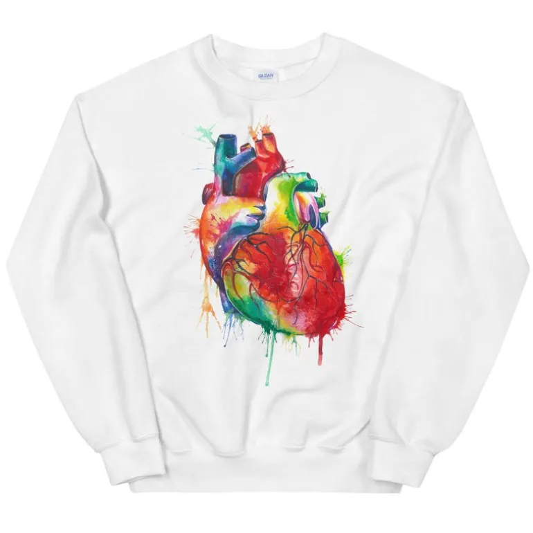 Sweat Unisexe Coeur - Aquarelle