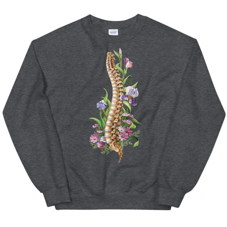 Sweat Unisexe Colonne Vertébrale - Floral