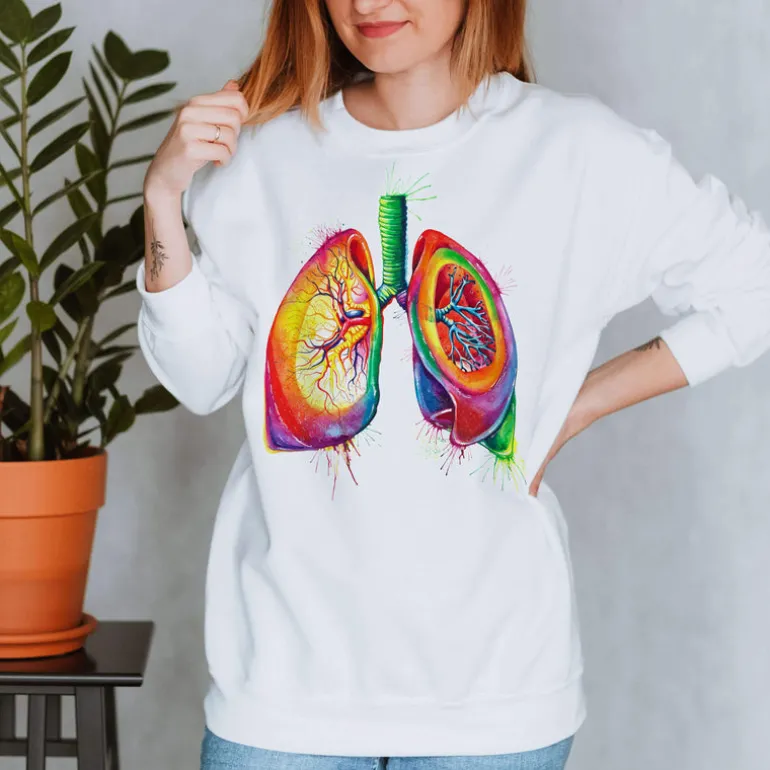 Sweat Unisexe Poumons - Aquarelle
