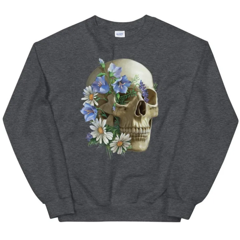 Sweat Unisexe Tête de Mort - Floral