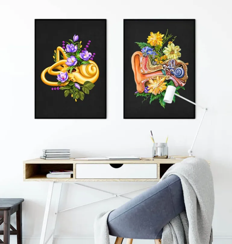 Système vestibulaire - Floral - Noir