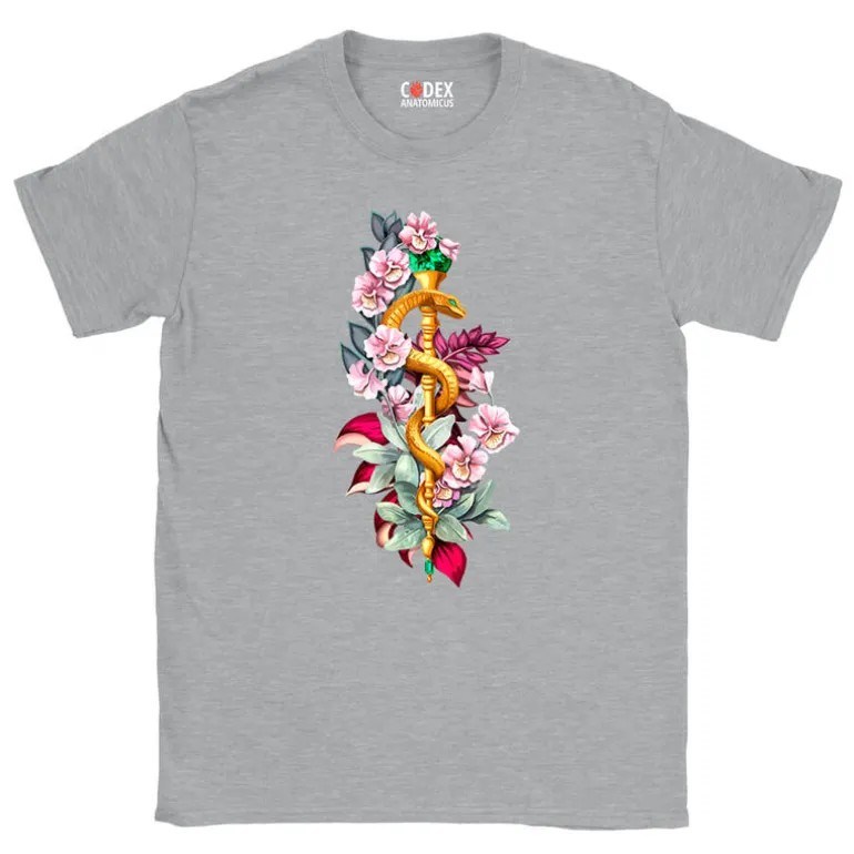 T-shirt Unisex Bâton d'Asclépios - Floral