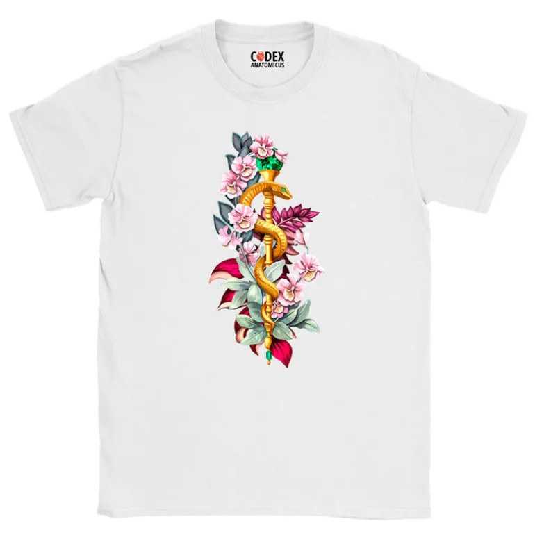 T-shirt Unisex Bâton d'Asclépios - Floral