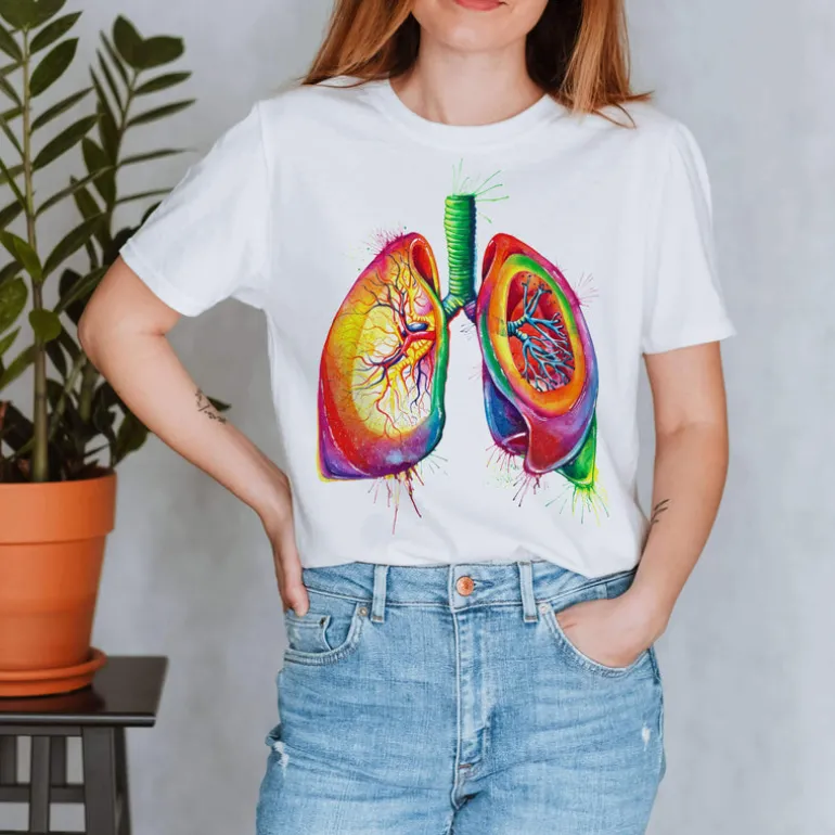 T-shirt Unisexe Poumons - Aquarelle