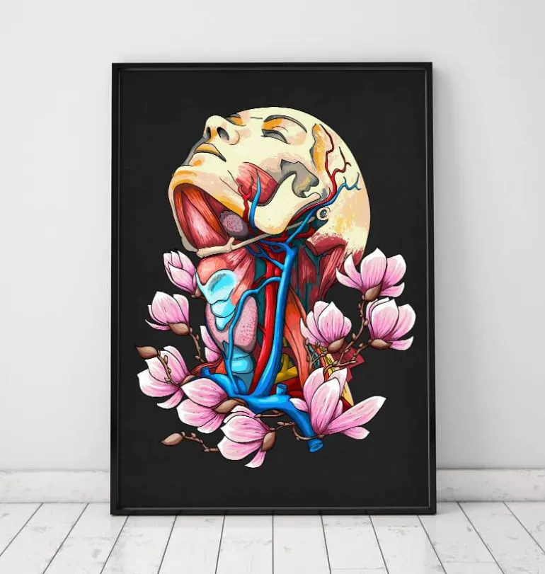 Tête, cou et artères - Floral - Noir