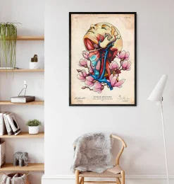 Tête, cou et artères - Floral - Vieux papier